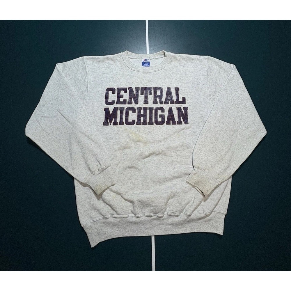 Vintage 90s Champion Central Michigan Crewneck Sweatshirt Men's XL Gray USA Made